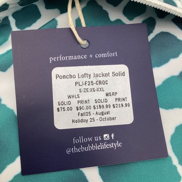 The Bubble Womens‎ Poncho Lefty Hooded Jacket Green Size Medium NWT - Picture 11 of 14